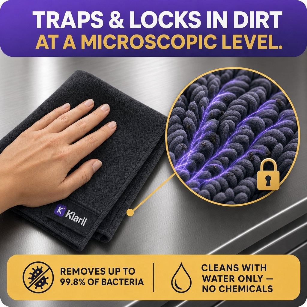Microscopic grip — dense weave traps dirt